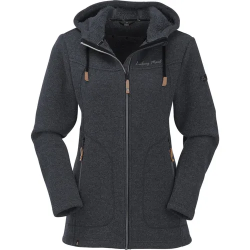 MAUL Sport Wilde Kaiserin dark grey (02) 48 - Funktionsjacke aus hochwertigem PolarStrickfleece, atmungsaktiv und bestens isoliert. Mit verstellbarer Kapuze und stylischen Ellenbogenpatches ideal für kalte Tage in der Stadt oder Natur.