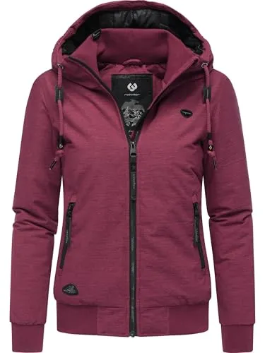 Ragwear Damen Winterjacke Nuggie Melange Wine25 Gr. XL - Stylische, mitteldicke Outdoorjacke mit Kapuze, wasserdicht und 100% vegan. Ideal für kalte Tage – warm gefüttert und sportlich tailliert für optimalen Tragekomfort.