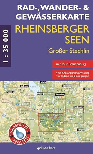 Rad - Wander- und Gewässerkarte Rheinsberger Seen, Großer Stechlin: Mit Canow, Kleinzerlang, Flecken Zechlin, Rheinsberg, Dollgow, Menz, Neuglobsow. ... Rad-, Wander- und Gewässerkarten, 1:35.000)