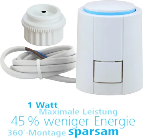 Thermischer Stellantrieb 230V NC für Aquatherm - Robuster Stellantrieb für Fußbodenheizungen, ideal für Klima- und Heizungsanlagen. Hohe Kompatibilität mit Aquatherm-Modellen bis Baujahr 1993, hergestellt in Deutschland.