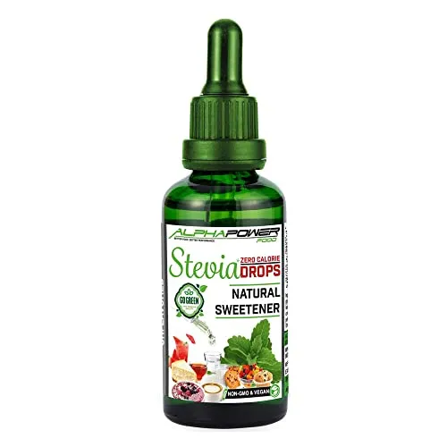 ALPHAPOWER FOOD | Original pur Stevia Zucker Drops ohne Kalorien | flüssige alternative zu Pulver, Tabs, Streusüße I natürlicher Süßstoff 1x50ml