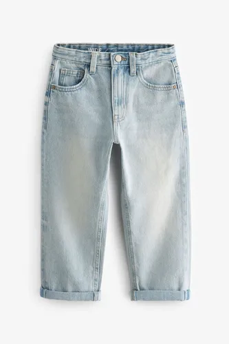 Next Weite Jeans mit durchgehendem Print - Blau (116, 6 J.) - Stylische Jeans mit durchgehendem Print, aus 100 % Baumwolle, ideal für den Alltag. Bequem geschnitten und in trendigem Mid Blue für kleine Fashionistas.