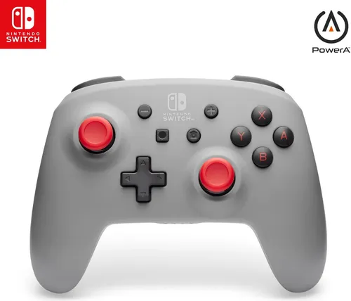 Kabelloser PowerA-Controller für Nintendo Switch - Retro-Grau - Controller für Nintendo Switch mit kabelloser Freiheit und bis zu 40 Stunden Spielzeit. Ergonomisches Design für langen Spielspaß, offiziell lizenziert und ideal für Nintendo Switch, OLED-Modell und Lite.