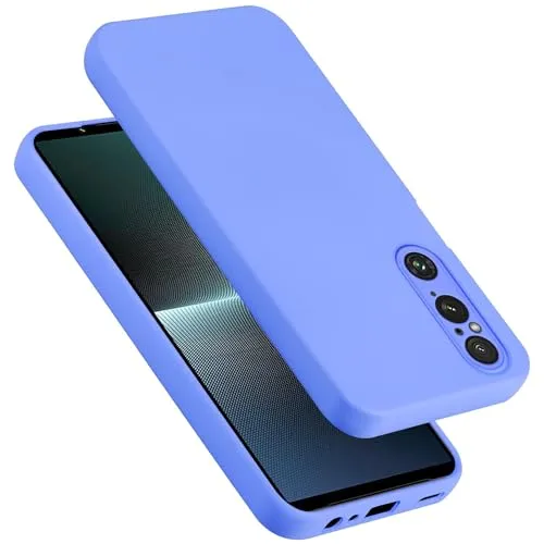 Cadorabo Hülle kompatibel mit Sony Xperia 1 V Hülle Silikon Handyhülle für Xperia 1 V Case aus flüssigem Silikon- Kratzfeste und stoßfeste dünne TPU Schutzhülle - Liquid HELL LILA
