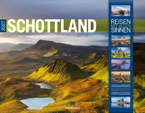 Ackermann Kunstverlag Schottland Kalender 2027 – Imposanter Reise-Kalender - Großer Querformat-Kalender (54x42 cm) für Reisefans. Hochwertige Spiralbindung und beeindruckende Fotos machen jeden Monat zum Erlebnis. Perfekt für die Planung Ihrer Abenteuer!
