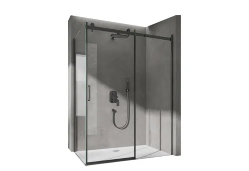 doporro Eckdusche Duschkabine Ravenna19K schwarz - Eckdusche mit Schiebetür aus ESG-Sicherheitsglas, 100x70 cm, inklusive Duschtasse und Nano-Beschichtung für leichte Reinigung und Pflege.