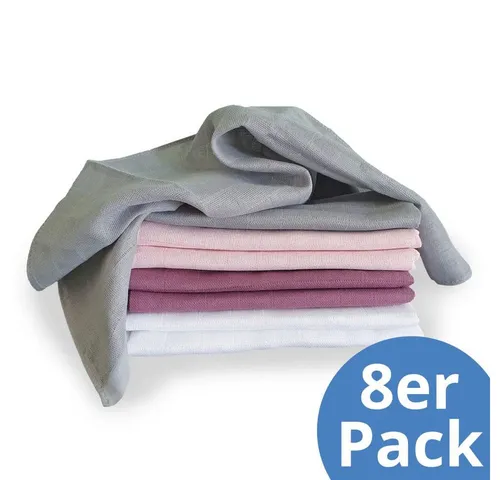 Makian Stoffwindeln Orchidee / Puder, Mullwindeln Mulltücher 8 Stück 80x80 cm Spucktücher 100 % Baumwolle