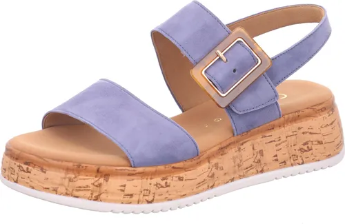 Gabor Comfort Damen-Sandalette Himmel-Blau - Wanderschuhe mit weichem Rauleder, Klettverschluss für einfachen Einstieg und gepolsterter Lederdecksohle für höchsten Tragekomfort – ideal für warme Tage!