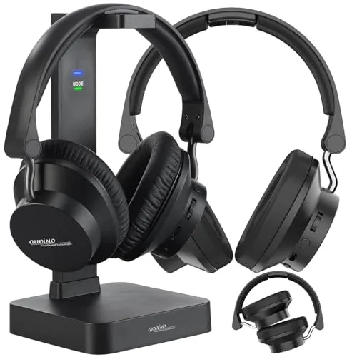 auvisio Headset: 2 Digitale Funkkopfhörer & Hörverstärker - Kopfhörer mit Hörverstärkung und einstellbarer Ton-Balance – ideal für Senioren. Kabelloser Musikgenuss bis 30 Meter Reichweite, hoher Tragekomfort und integriertes Mikrofon für Freisprechen.