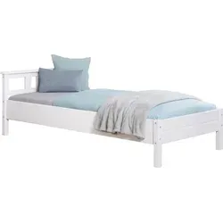 Mid.you Bett Ticaa 877895 Merci - Massives Kiefernbett in Weiß, 90x200 cm - Stilvolles Einzelbett aus massiver Kiefer für Kinderzimmer, mit robustem Design und minimalistischer Eleganz. Ideal für erholsamen Schlaf, nur für Rollroste geeignet.