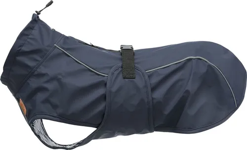 BE Nordic Husum Regenjacke für Hunde, L: 62 cm, Blau - Wasserdichte Hunderegenjacke aus PU/Polyester mit hohem Halskragen, reflektierenden Elementen und verstellbaren Hinterbeinen für optimalen Schutz und Komfort.