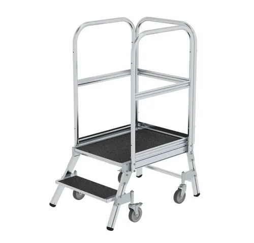 PROREGAL® Stehleiter Podesttreppe einseitig begehbar Kor&beschichtung R13 Rutschsichere