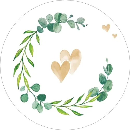 Bierdeckel aus Filzpappe/Karton Getränke-Untersetzer Ø 107mm rund oder 93x93mm eckig Party Feiern Geburtstage (100, Eukalyptus-Herz)