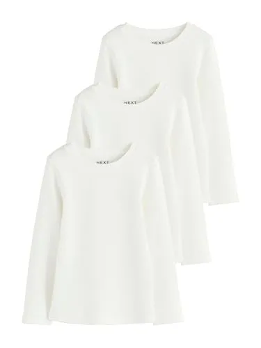 NEXT Mädchen 3er-Pack gerippte Langarmoberteile Weiß 134 - Stylische 3er-Packung Langarmoberteile für Mädchen, ideal für jeden Anlass. Hochwertige, weiche Materialien sorgen für hohen Tragekomfort und Langlebigkeit.