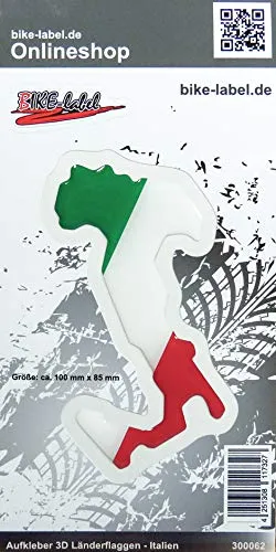 BIKE-label 3D Auto Aufkleber Flaggen Italy Italien Stiefel 100 x 85mm 300062