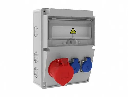 Baustromverteiler Wandverteiler 2 x 230V/16A Schuko + CEE32A/400V IP44