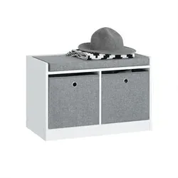 SoBuy Schuhbank FSR65, Sitzkommode mit grauen Körben - Drohnen Zubehör: Stilvolle Schuhbank mit grauen Körben, bietet praktischen Stauraum und Sitzgelegenheit in einem modernen Design.