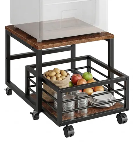 relaxdays Unterstellregal für Mini Kühlschrank mit Korb, Vintagebraun