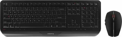CHERRY GENTIX DESKTOP - Ergonomisches Wireless Desktop Set mit langlebiger Tastatur und symmetrischer Maus, bis zu 3 Jahre Batterielaufzeit, EU Layout (QWERTY)