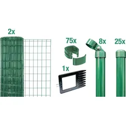 Alberts 668990 Fix-Clip Pro Zaun-Komplettset - Zaunpfosten Set zum Einbetonieren, 50 m Länge und 153 cm Höhe, bietet hohe Stabilität und Sicherheit für Ihren Garten.