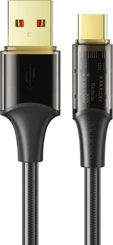 Mcdodo CA-2092 Transparentes Schnellladekabel Typ-C Ladegert Schnellladefunktion Datenbertragung Ladekabel Schwarz 1.8 m