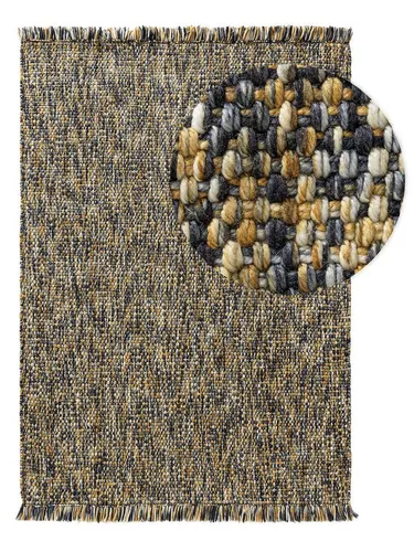 benuta Teppich Runa – Rechteckig, 5 mm Höhe, Ethno-Style - Der benuta Teppich Runa bringt mit seinem einladenden Gelbton Frische in dein Zuhause. Aus 100% recyceltem PET gefertigt, überzeugt er durch Strapazierfähigkeit und ist ideal für drinnen und draußen.
