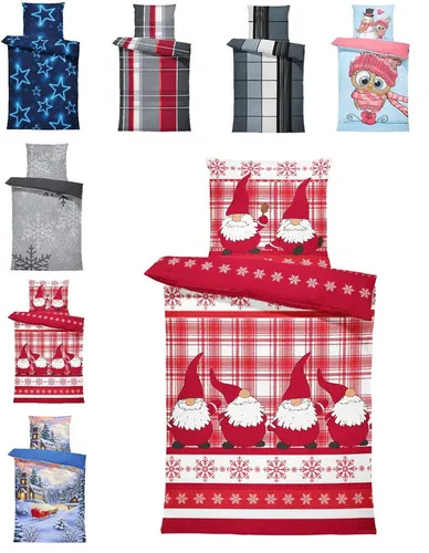 One Home Bettwäsche Winter Thermofleece, Fleece, 3 teilig, Weihnachten Wichtel Christmas, kuschelig flauschig warm weich Modern
