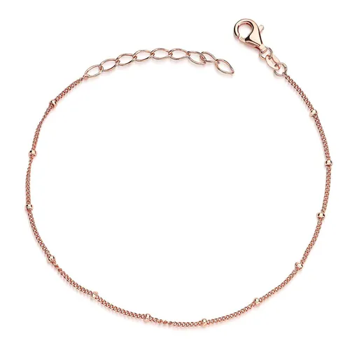 MATERIA Damen Armband Kette Rosegold 1mm Kugel Armkette 925 Silber 17-20cm
