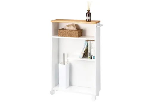 eluno Bad-Rollwagen - Küchen-Nischenwagen mit 3 Ebenen (Weiß) - Praktischer Bad-Rollwagen für optimale Raumausnutzung, ideal für enge Stellen. Mit 3 stabilen Ebenen und mobil durch Lenkrollen, perfekt für Bad, Küche und Haushalt.