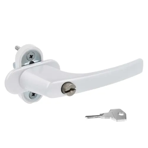 Alu Fenstergriff in Weiß abschließbar - Stiftlänge 40mm
