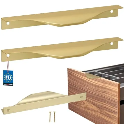 KOTARBAU® 2er Set Möbelgriff Möbelgriffe Schrankgriffe 160/180 mm ZnAl Küchengriffe Gold Griffe Möbel Türgriff Profilgriff Türgriffe Küche Schubladengriffe Griffe für Küchenschränke Modern