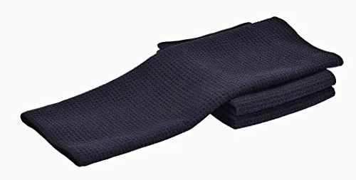Aniease Geschirrtücher, Mikrofaser, Küchentuch, super saugfähig, schnell trocknend, Waffelgewebe, Set mit 3 Reinigungstüchern (schwarz, 40 x 60 cm)