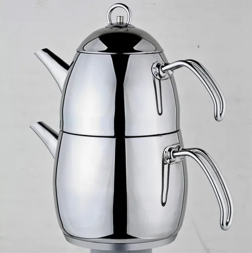 Schillerbach Lotus Teekanne Koch Set Mini mit Edelstahlgriff - Teekannen-Set für alle Herdarten, inkl. Induktion. Mit 1,5 L Unterkessel und 1 L Oberkessel, spülmaschinenfest für einfache Reinigung.