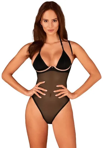Obsessive Body Selinne - Transparenter Body mit Bügeln in Schwarz (XL/XXL) - Sexy Kleidung & Dessous – Dieser transparente Body mit Bügeln betont Ihre Kurven und sorgt für einen verführerischen Look. Perfekt für besondere Anlässe oder romantische Abende.