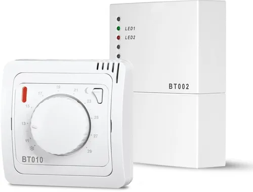 Elektrobock BT01 (BPT012) Funk Raumthermostat, Weiß - Raumtemperaturregler mit einfacher Bedienung und beidseitiger Kommunikation, idealer Ersatz für klassische Bimetall-Thermostate.