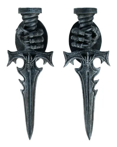 Wand Teelichthalter Drachenklauen - Gothic Schwert Design - Teelichthalter aus Kunststein, 25 cm hoch. Perfekt für Fantasy- und Gothic-Fans, die das Außergewöhnliche lieben.