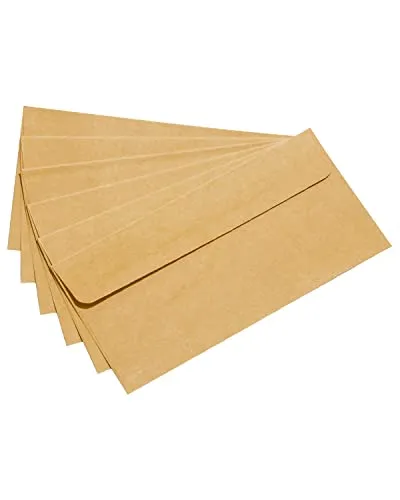 Kraftpapier Umschläge,Briefumschläge (100 Stück) aus vintage Kraftpapier -80 g/m²(DIN DL - 220 x 110 mm)