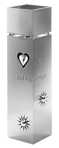 Pflanzsäule Gartensäule Blumensäule Dekosäule mit Schale -Herz- Edelstahl 100 cm