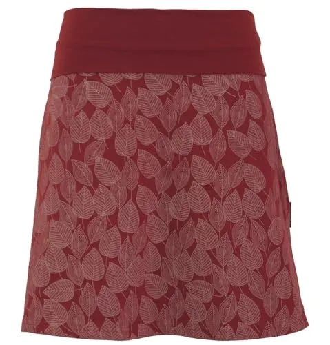 GURU SHOP Minirock aus Bio-Baumwolle - Boho Tellerrock mit Herbstlaub Print in Beere, Damen, Größe S - Der luftige Minirock aus hochwertiger Bio-Baumwolle bietet optimalen Tragekomfort. Der elastische Bund ist variabel und sorgt für eine perfekte Passform.
