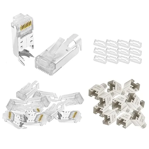 BIGtec RJ45 Stecker Netzwerkstecker 10 Stück Hirose TM11 beige Hochgeschwindigkeits Verbindung für Fast Ethernet 100BASE-TX AWG 26-27