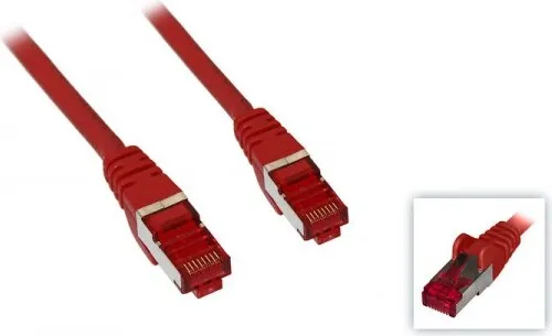 CAT 6 Patchkabel, S/FTP (PiMF), rot Kupferleiter (CU), halogenfreier Kabelmantel (LSZH)