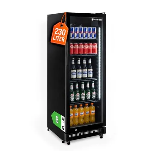 GastroHero Getränkekühlschrank 230 L, 4 Böden, Schwarz GKSE230