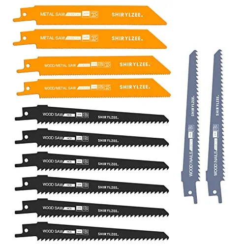 Säbelsägeblatt Set 12tlg, Reciprosägeblätter, Sägeblätter zum Schneiden von Metall, Holz, Holz mit Nägeln, Kunststoff, aus HSS BIM CrV