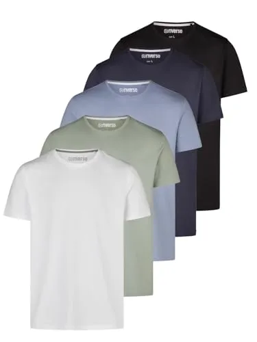 riverso T-Shirt Herren Basicshirt RIVDean 5er Set - 5er Vorteilspack Kurzarm T-Shirts aus 100% Baumwolle, pflegeleicht und ideal für den Frühling-Sommer.