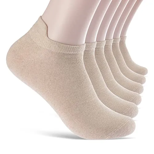 Paar Sneaker Socken Herren Damen mit Fersenlasche Anti-Blasen Schutz Rutschfest Atmungsaktiv 13600 WP (Beige 43-46) 6