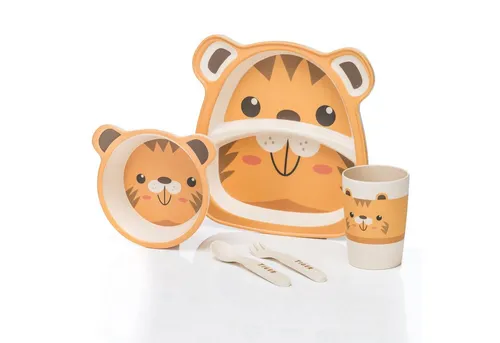 all Kids United Kindergeschirr-Set Tier-Motiv Geschirr (5-tlg), Teller, Schüssel, Besteck, Becher