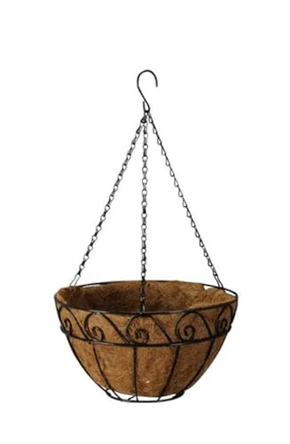 LB H&F Blumenampel Hängekorb Hängeampel Pflanzampel Pflanzkorb antik Deko Hängeschale Hängetopf Landhaus Shabby Metall (Ø 30 cm/GR)