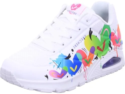 Skechers Uno Sportschuh Weiß Größe 36 - Stylischer Sportschuh in weiß mit flachem Absatz, ideal für den Alltag. Hochwertiges Synthetik-Obermaterial sorgt für Komfort und Langlebigkeit.
