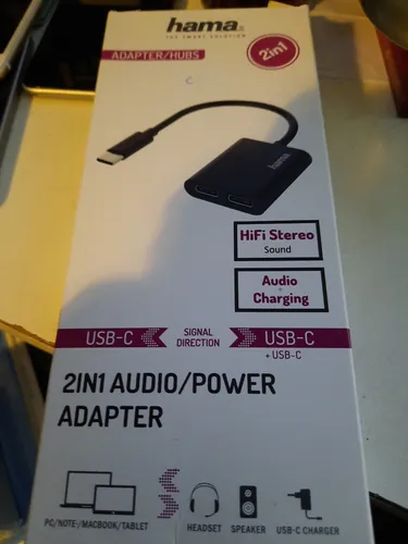 HAMA 2in1 USB-C auf 2x USB-C Adapter 1x Audio + 1x Laden - Splitter Hub - NEU