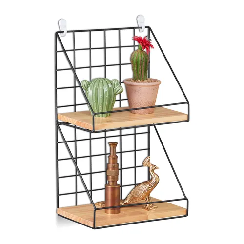 Wandregal Hängeregal Dekoregal schwarz/natur